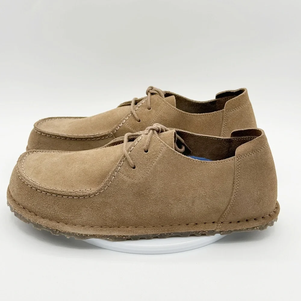 Birkenstock UTTI Lace Up Oxford Size 42 / US 9 Mens Gray Taupe Suede NEW
